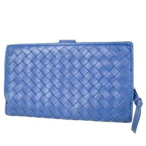 Bottega Veneta Intrecciato Clutch Bag Second Bag Blue Leather Italy NWOT